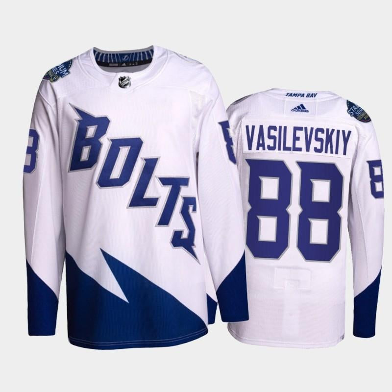 Men's Tampa Bay Lightning #88 Andrei Vasilevskiy 2022 Wehite Stadium Series Breakaway Stitched Jersy
